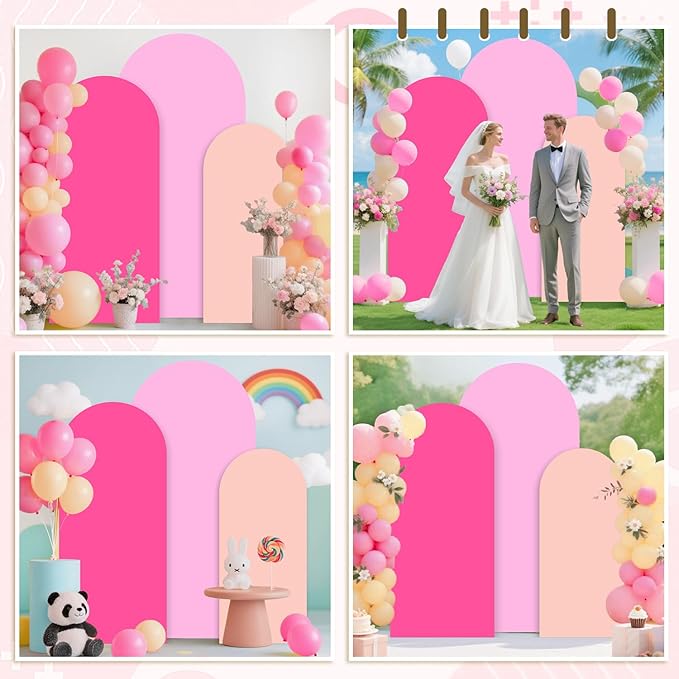 MODFUNS Colorful Arch Backdrop Cover 6&6.6&7.2ft Spandex Arch Cover Set of 3 Chiara Arch Covers Stetchy Backdrop Fitted Wedding Arch Covers for Bridal Baby Shower Birthday Party Banquet Decor