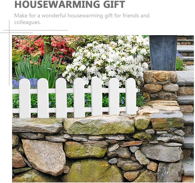 Housoutil 6Pcs Plastic Yard Fence Garden Edging Decorative Picket Fence for Indoor Outdoor Courtyard Lawn Border 50Cm Length X 13Cm Height Small Partition for Patio Garden Decor