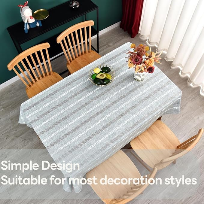 Heavy Duty Cotton Table Cloth for Rectangle Table Rectangular Farmhouse Vintage Tablecloth Washable Rustic Table Cover (Gray, Rectangle, 52''x120'', 10-12 Seats)