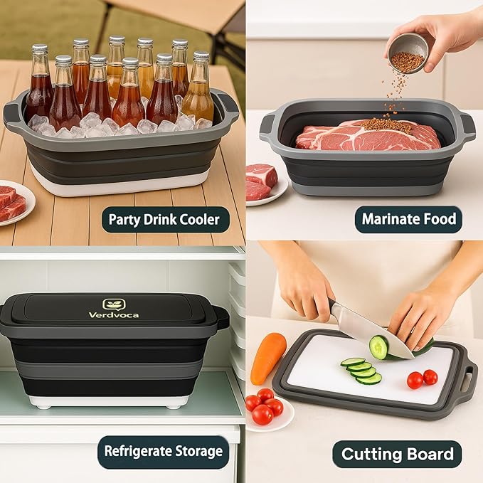 30L Orange & 16L Black Collapsible BBQ Prep Tub