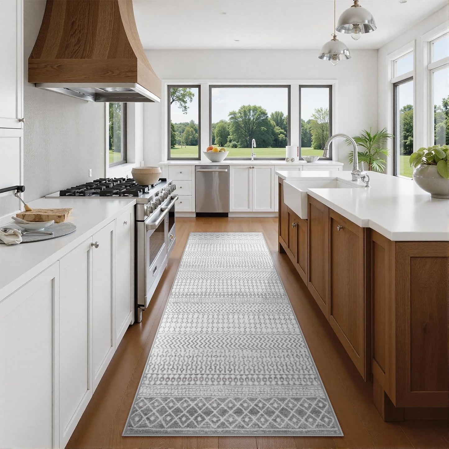 Moroccan Hallway Runner Rug 2'6''x10', Soft Non Slip Long Indoor Mats for Entryway, Machine Washable Kitchen Rugs Carpet Runner for Entrance Bedroom Living Room Corridor