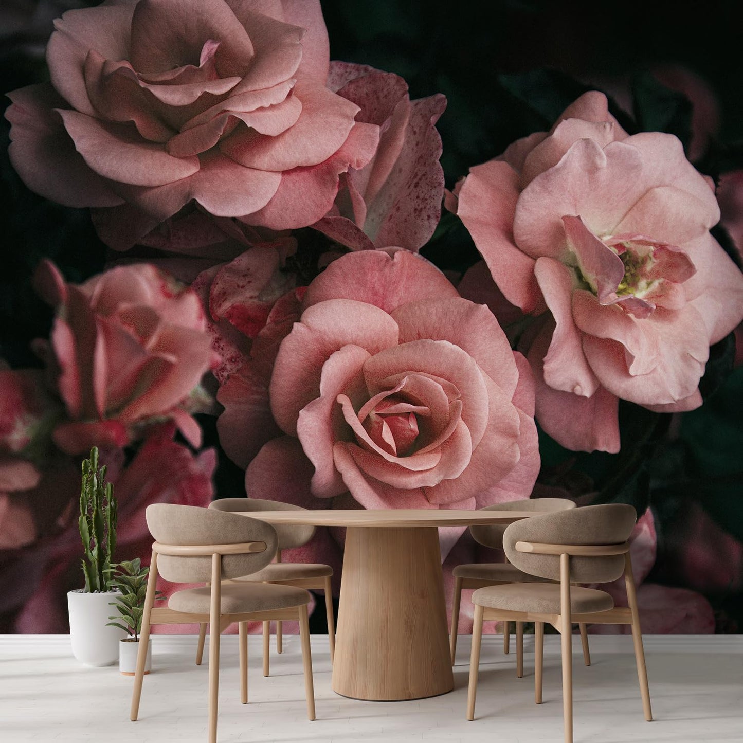 wall26 Removable Wall Sticker/Wall Mural Close Up Dark Rose Flower Blossoms Nature Wilderness Photography Decorative Botanical Relax/Calm Floral for Living Room, Bedroom, Office - 120x144 inches