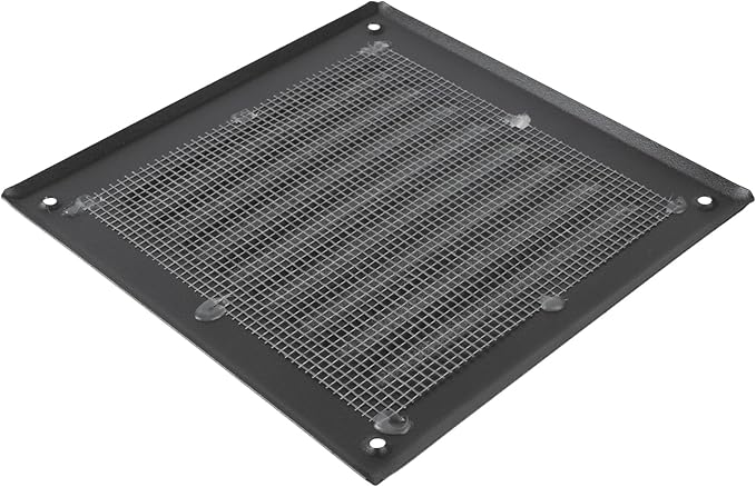 Square Ventilation Grille / 5" x 5" Inch Inside Measurement/Black Metal Air Vent Louver - Inside/Outside use / 6.5" x 6.5" Inch Outer Measurement