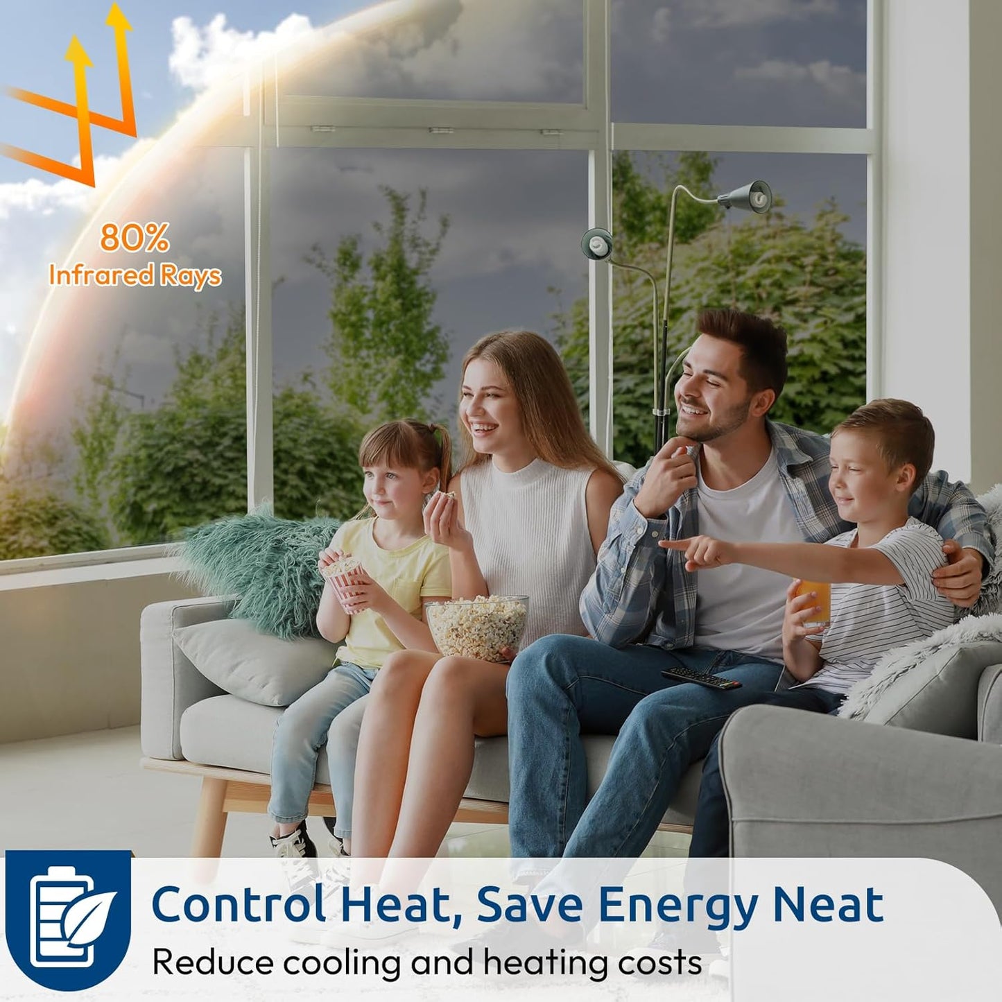 rabbitgoo Window Privacy Film One Way Window Tint for Home, Removable Reflective Heat Sun Blocking Anti UV Glass Door Covering, Mirror Tinting Film House Office, 17.5 in X 13.1 Feet, Silver