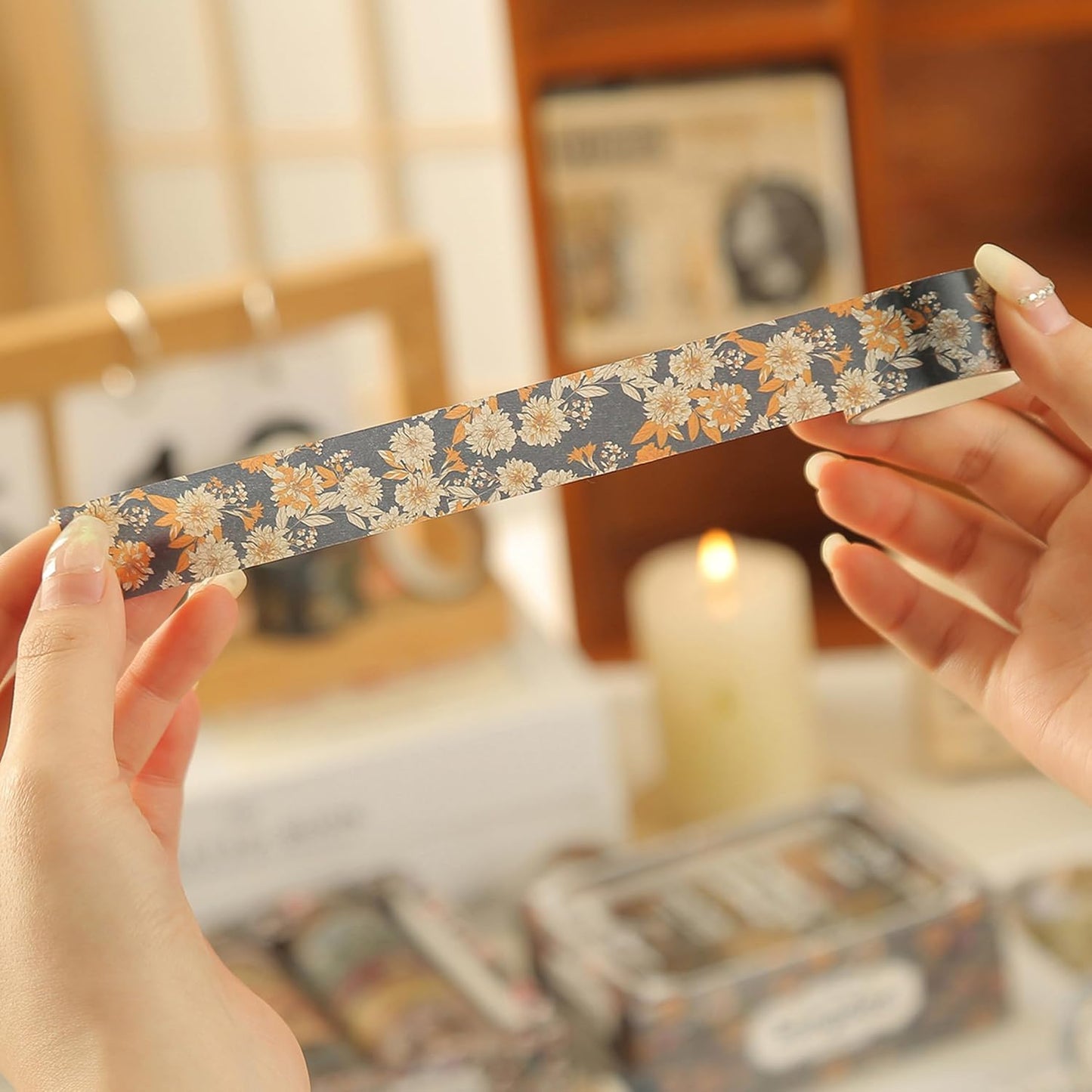 12 Rolls Kyoto Charm Washi Tape Set Japanese Arts Adhesive Tapes Geometric Garden Decorative Masking Tape Sets for Craft, Kids, Scrapbook, DIY, Gift Wrapping (Azure Tranquility)