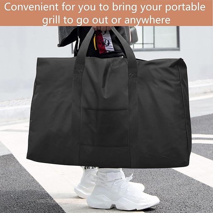 Portable Grill Bag for VIVOHOME Oval Cast Iron Grill Outdoor Portable Gas Charcoal Grill Tabletop Skillet Heavy Duty Bag Waterproof - 18" L×9" W×9" H