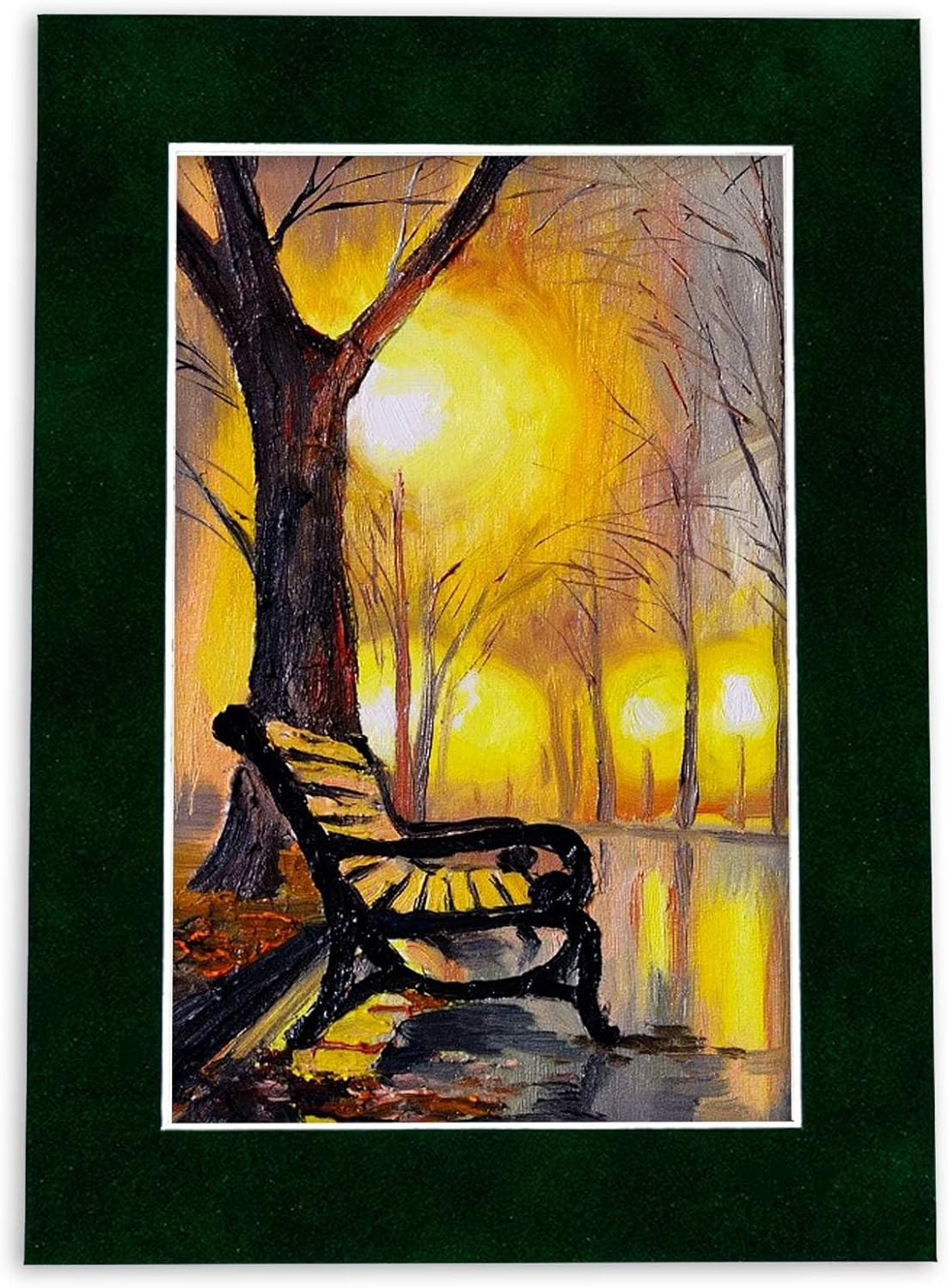 11x14 Mat Bevel Cut for 8.5x11 Photos - Acid Free Green Suede Precut Matboard With Backing Board and Crystal Clear, Self Seal Photo Mat Bag - For Pictures, Photos, Framing - 4-ply Thickness