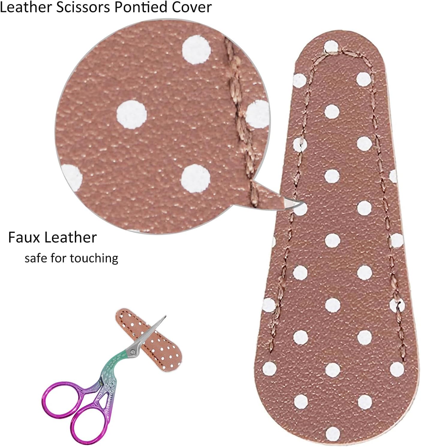 BIHRTC Little Scissors - 3.6inch Cross Stitch Scissors with Leather Cover and Stainless Steel Crane Design for Embroidery, Sewing, Crafting, Art Work, Needlework