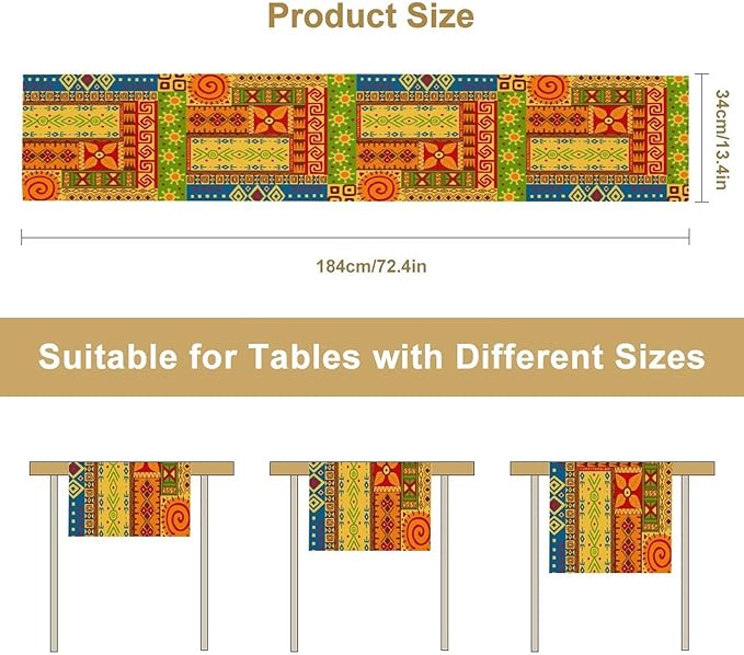 African Totems Table Runner, African American Kwanzaa Black History Month Juneteenth Table Runner for Home Kitchen Dining Holiday Party 13x120in