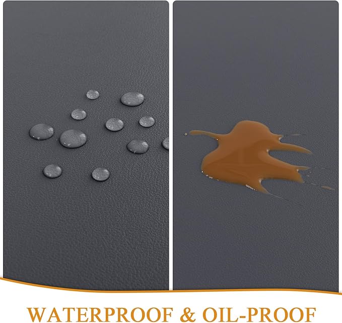 SHACOS Placemats Set of 6 Faux Leather Waterproof Leakproof Wipeable PU Non-Slip Vinyl Place Mats Heat Resistant Table Mats for Kitchen Dining Table Indoor Outdoor, Dark Grey