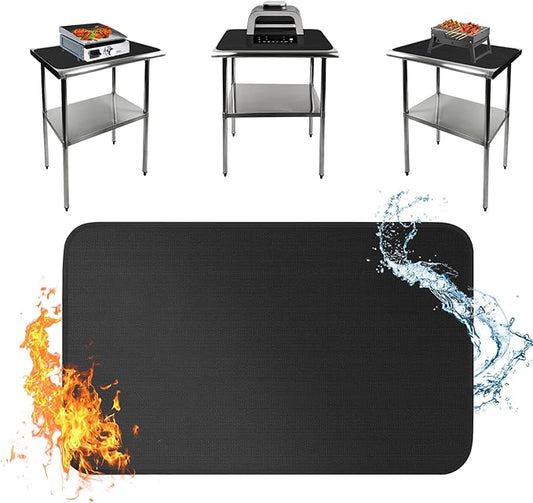 Under Grill Mat for Outdoor Grill, 24 x 31 Inchs Heat Resistant Grill Mat for Countertop, Fire Pit Mat, Double-Sided Fireproof Grill Pad, Oil-Proof Waterproof BBQ Protector for Table (1.2mm)