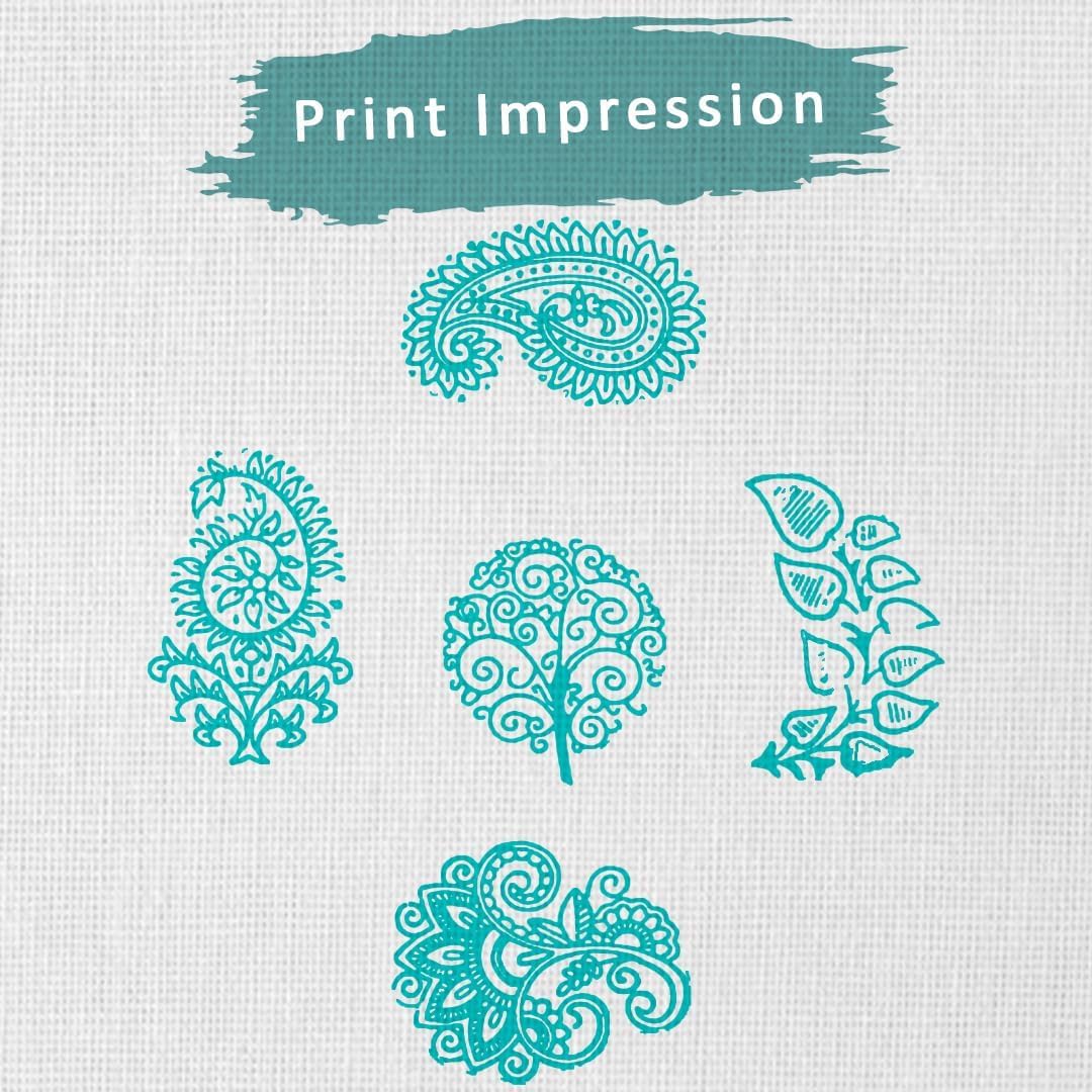 Handcarved Wooden Block Stamp for Printing Scrapbooking/Wooden Stamps for Project Designing/Fabric Textile/Clay/Pottery Craft/Tattoo | Set of 5 | Hashcart®