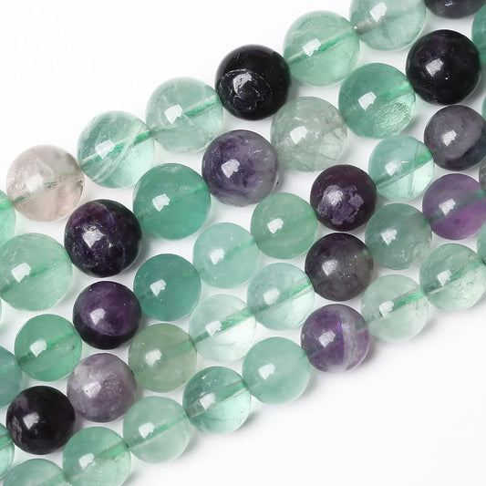 46pcs 8mm Natural Stone Beads Fluorite Gemstone Round Loose Beads for Jewelry Making DIY Bracelet Necklace 15"