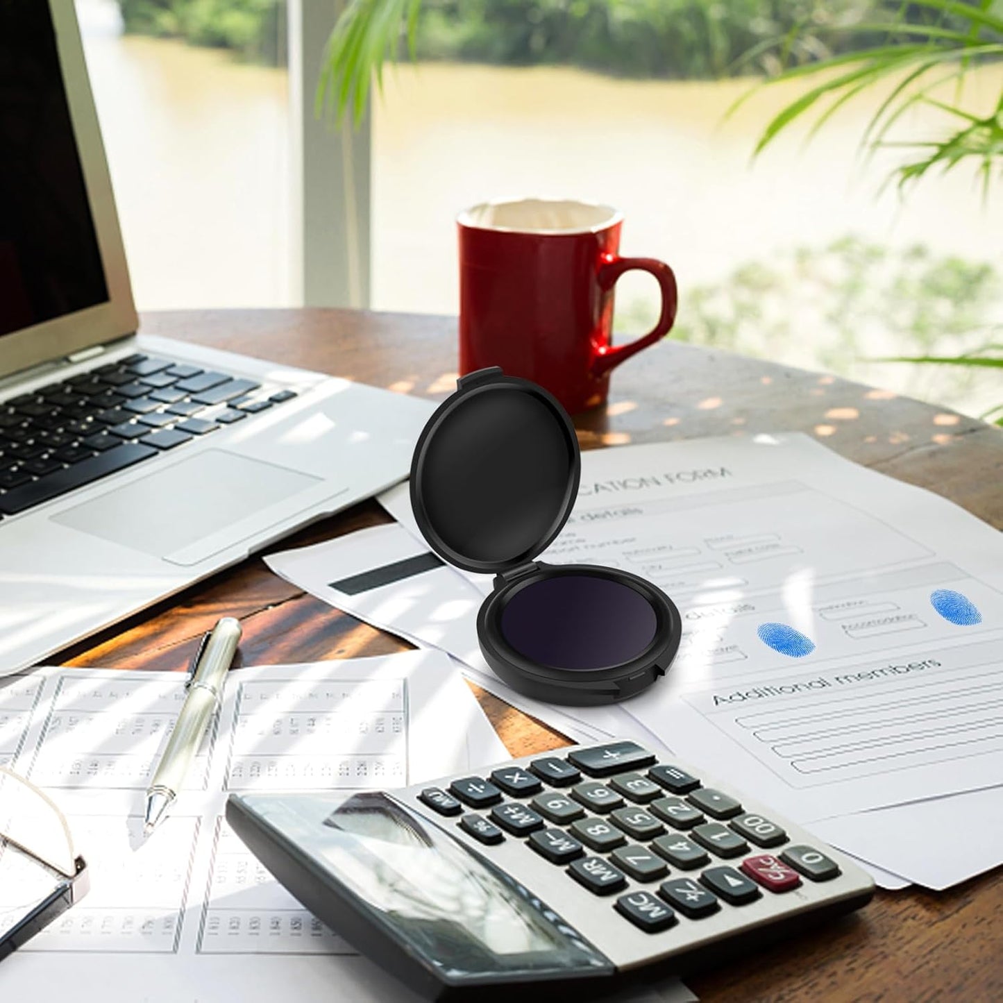 ERKOON Ingerprint Ink Pads, Thumbprint Ink Pad for Notary Supplies Identification Security ID Fingerprint Cards Law Enforcement Fingerprint (Blue-1 Pack)