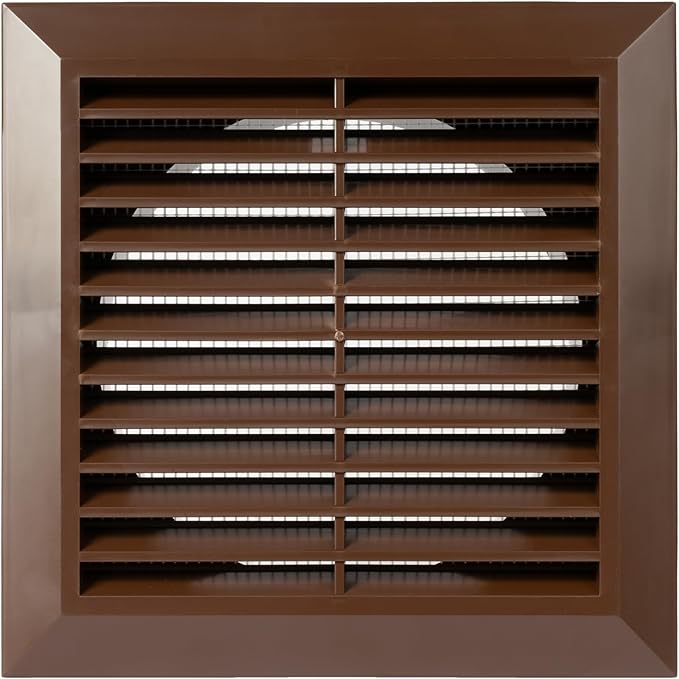 Brown 5'' Inch Ventilation Grille - Inside/Outside use - (Flange 4.9''Ø/Cover 6.7''x6.7'') - Air Vent Louver - Exhaust Hood - Available 3 Sizes / 4 Colors.