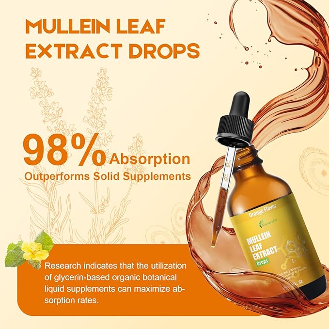 Mullein Drops for Lungs Liquid - Support Respiratory Herbal Supplement,Mullein Leaf Extract for Lungs Cleanse with Cordyceps, Marshmallow Root & Licorice Root Extract 4 fl oz 2 Pack