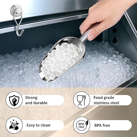 Juome Stainless Steel Ice Scoop with Magnetic Holder for Ge Profile Opal 2.0 Nugget Ice Maker, Ice Scoop for Freezer for GE Profile Opal Ice Maker Machine