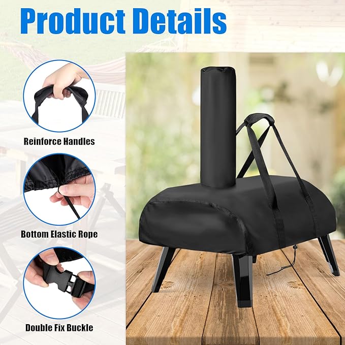 Pizza Oven Cover, for Aidpiza 12" Wood Fired Pizza Ovens for Polarco Forgeco Gas Pizza Grill, Heavy Duty Outdoor Accessories Portable, Waterproof Carry Cover