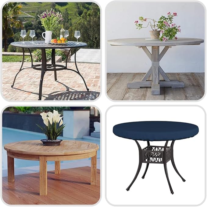 Covers & All Round Table Top Cover, 12 Oz Waterproof UV & Weather Resistant Patio Table Cover, Outdoor Table Cover for Patio Outdoor Furniture & Coffee Table (41" Dia x 4" H Inches, Blue)