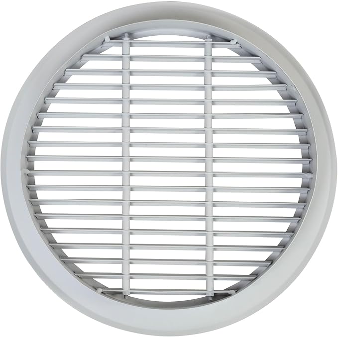 Round Air Vent Register Grille 8 Inch Duct Opening Aluminum Circular HVAC Diffuser for Ceiling or Wall Supply and Return Airflow Modern White for Bathroom Kitchen Garage Duct Ventilation