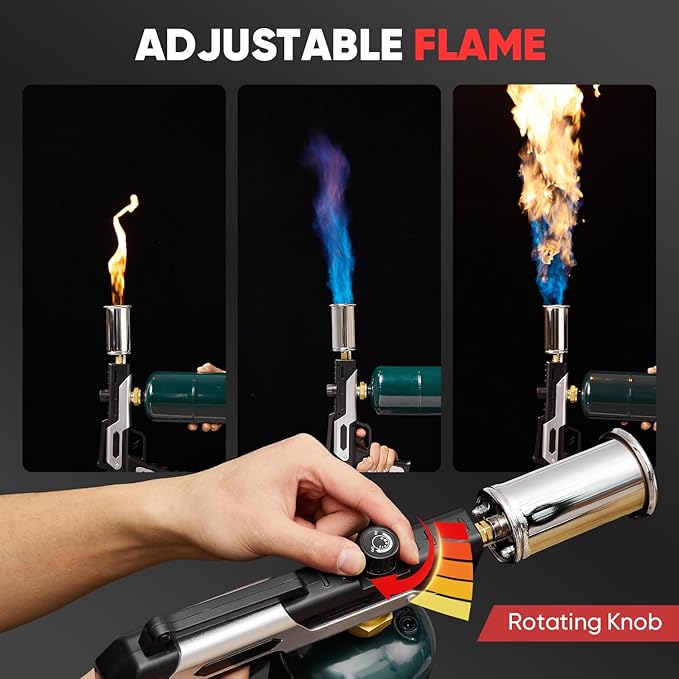 Saker Propane Torch Gun Plus 2026|Blow Torch with Adjustable Flame 3272°F High Heat|Professional Torch for Searing Steak,Welding,Campfire,BBQ|Propane Tank Not Included (3PC)