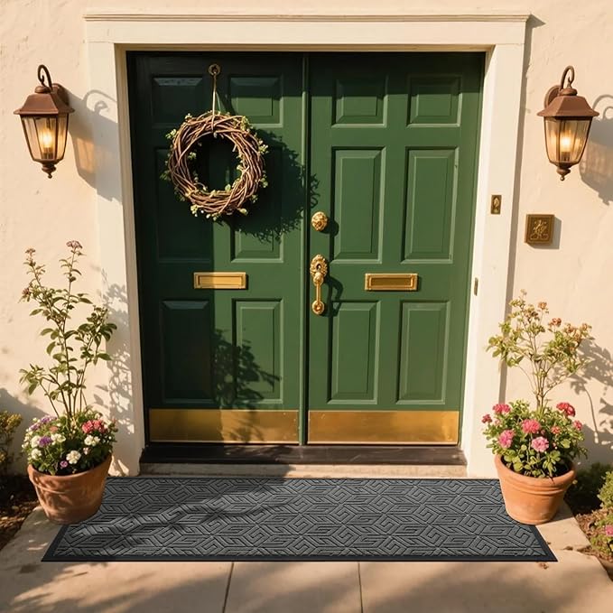 Yimobra Front Door Mat Outside Entrance, 72x24 Runner, Waterproof All-Season Weather Large Doormat, Non Slip Natural Rubber, Stain and Fade Resistant, Indoor Outdoor Mat, Easy Clean Patio, Gray