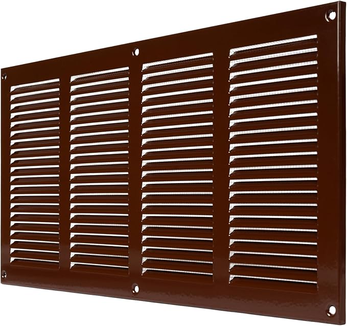Repa Market Air Vent Cover 16x4 Inch (Outer Dimensions) Brown Galvanized Steel Louvered Grill Cover with Mesh Screen/Wall or Ceiling Vent/HVAC Register for Indoor and Outdoor Ventilation
