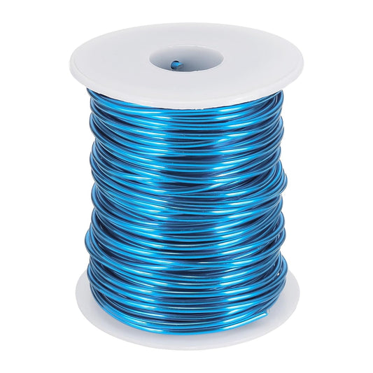 uxcell 12 Gauge / 2mm Anodized Aluminum Wire for Jewelry Craft Making, 102 Feet Bendable Flexible Wire for DIY Home Decor Gardening Sculpture, Blue