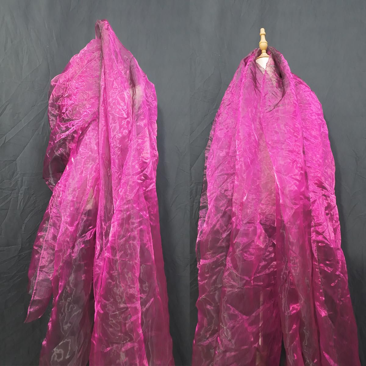 Two-Tone Iridescent Holographic Organza Fabric - 11 Yards | Lightweight Sheer Gauze Voile Tulle | for Dresses, Party Decor, DIY Crafts, Shiny Backdrops(Fuchsia Black)