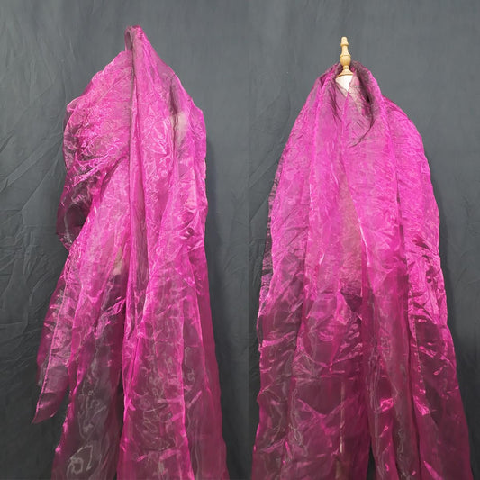 Two-Tone Iridescent Holographic Organza Fabric - 11 Yards | Lightweight Sheer Gauze Voile Tulle | for Dresses, Party Decor, DIY Crafts, Shiny Backdrops(Fuchsia Black)