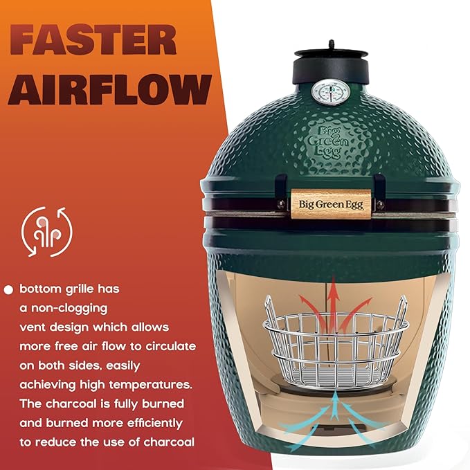 onlyfire Charcoal Ash Basket Fits Small Big Green Egg, Stainless Steel Charcoal Holder with Handles, Grilling Accessories for Better Airflow