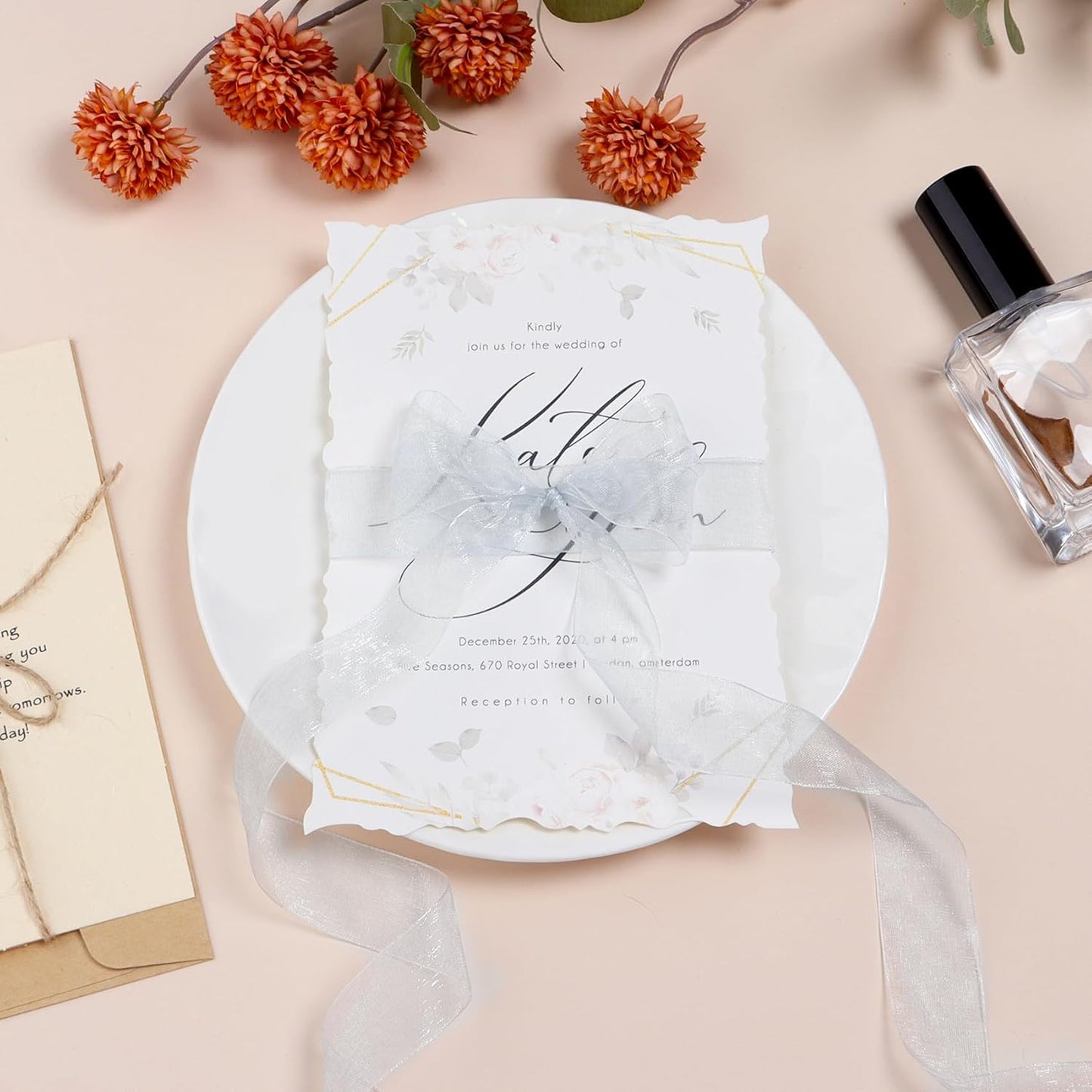 Ribbon for Gift Wrapping 3/4 inch Dusty Blue Sheer Organza Ribbon for Flower Bouquet Tulle Thin Chiffon Ribbons for Wedding Invitations Christmas Halloween Presents Decorations Crafts 50 Yards