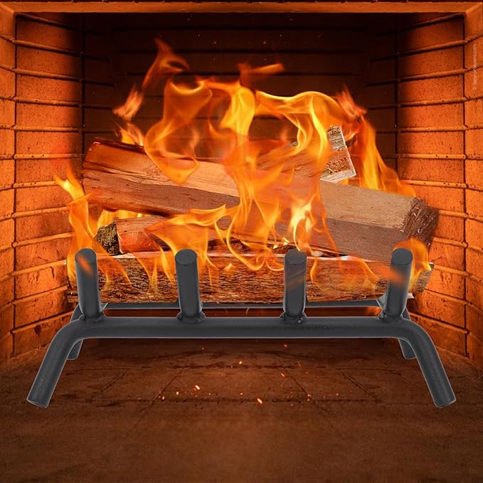 Fireplace Grate 14 inch - Fireplace Log Grates Heavy Duty Solid Round Steel | Log Grate for Fireplace No Assembly Required, Burning Wood Stove Grate for Indoor Chimney Hearth, Outdoor Camping