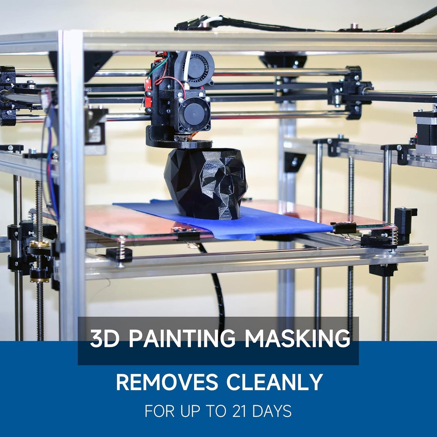 Wide Blue Painters Tape, 9 Inch x 55 Yards, Wide Masking Tape for 3D Printing, Laser Cutting, Painting, Crafting, Labeling, Packing, Office, School, Home Use, Removes Cleanly for 21 Days