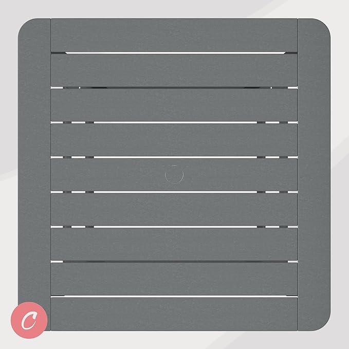 Costaelm Outdoor Bar Table, 37" Counter Height Square Patio Cocktail Bar Table with Umbrella Hole, Patio Bistro Dining Pub Table for Front Porch Deck Backyard Garden, Gray