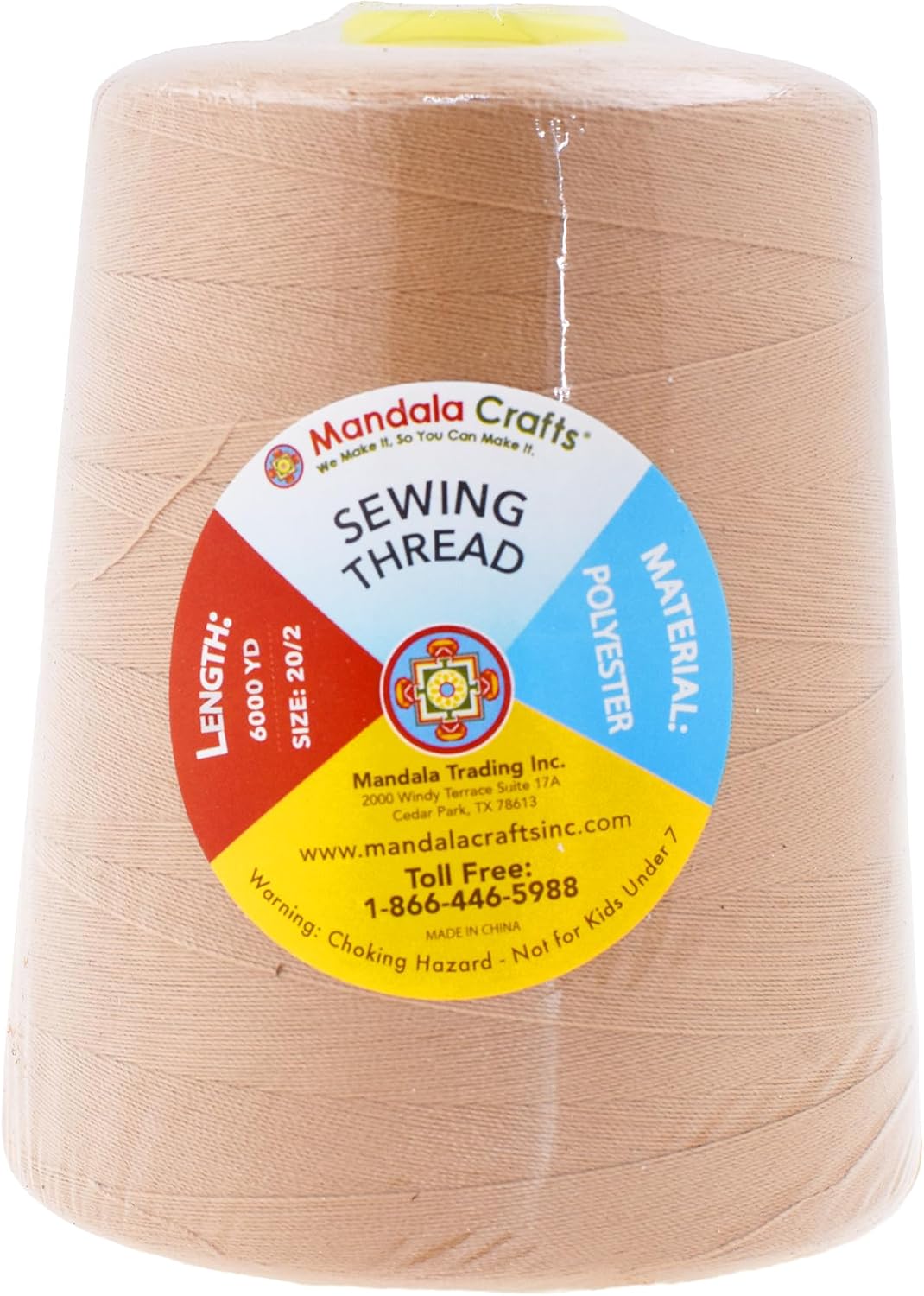 Mandala Crafts 4 Pack of Serger Threads Cones Spools - 20S/2 24000 Yards Polyester Nude Threads for Sergers Machine and Overlock Quilting Sewing Machine