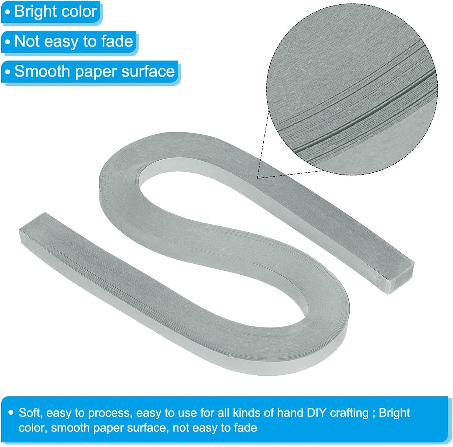 PATIKIL 360pcs Quilling Paper Strips Paper Flowers Quilling Kits 3/8"(10mm) Origami Paper for Adults Beginner Art Craft, 21"(54cm) Gray