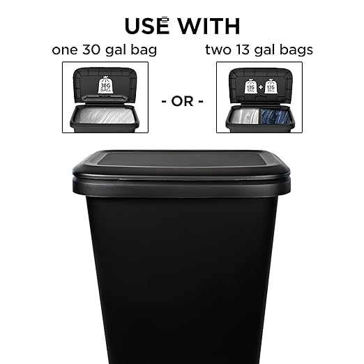 20.4 Gallon Plastic Recycling Bin, Two Compartment Garbage Container with Lift Top Lid, Black, 20.9x14.7x26 Inch