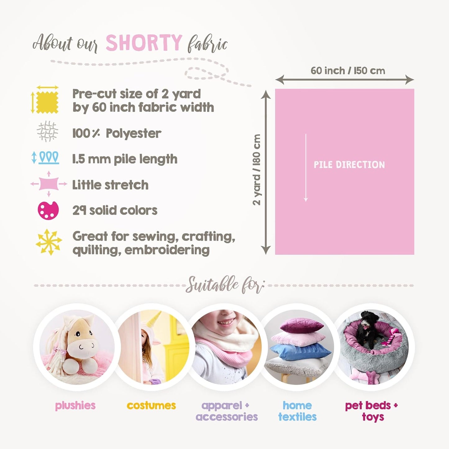 kullaloo Plush Fabric | 2 Yard Solid Ivory Minky Fabric for Sewing | Super Soft Cuddle Material | for Quilt Backing, Throw Blankets, Pillows, Dog Bed, Stuffed Animals, Costumes, Apparel & More