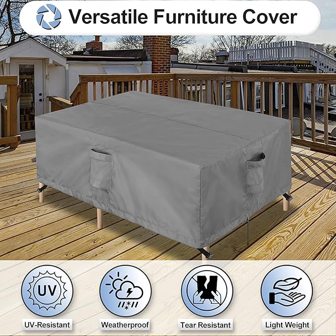OutdoorLines Outdoor Waterproof Patio Table Furniture Set Covers - Square Couch Sectional Cover Outside Weatherproof Patio Furniture Covering for Deck, Lawn and Backyard 126" L x 126" W x 32" H, Grey