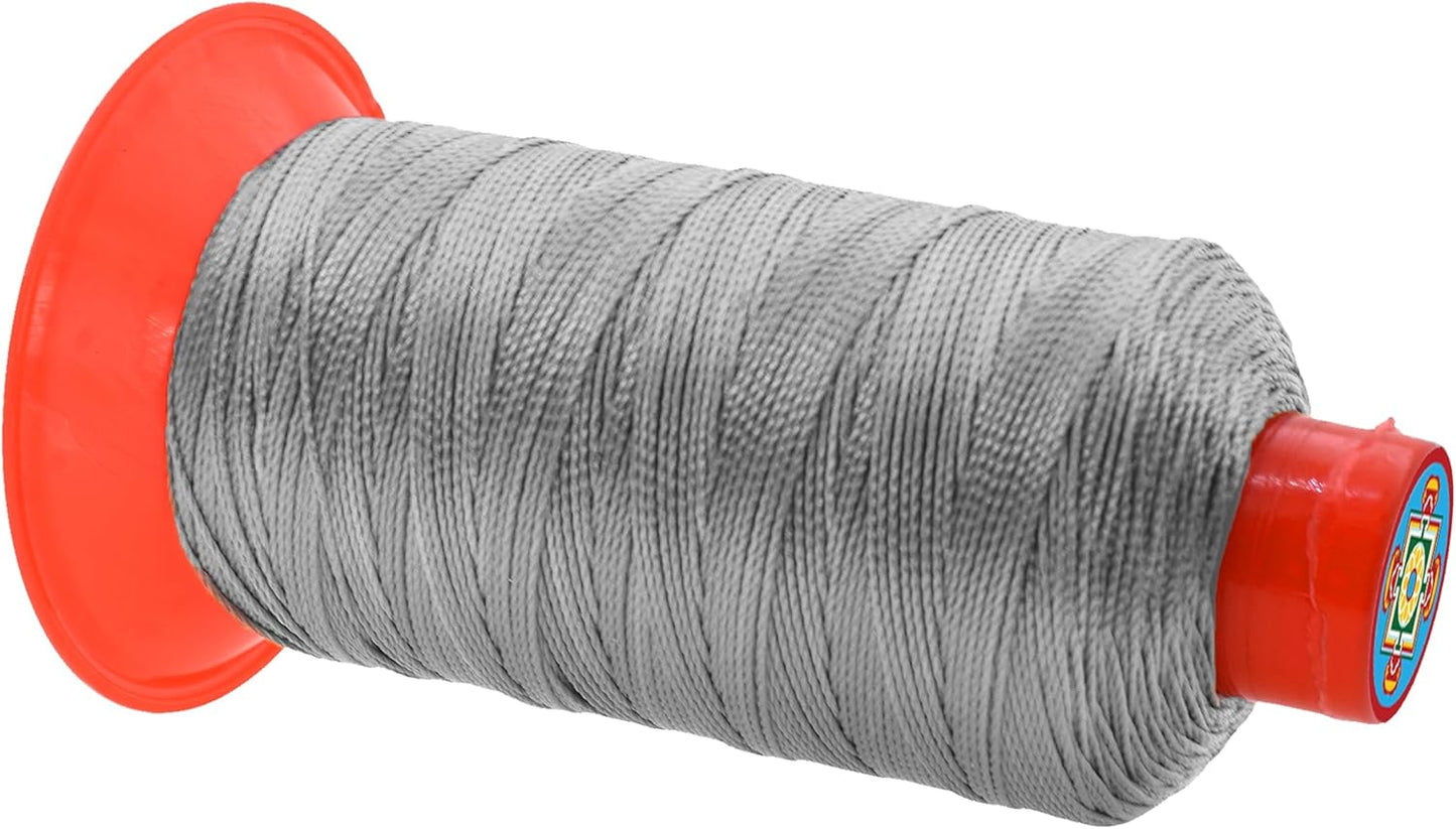 Mandala Crafts Bonded Nylon Thread - Heavy Duty Gray Sewing Threads - 415 YDs Size 346 210D T350 Tex 350 for Leather Jeans, Weaving, Outdoor, Marine, Upholstery