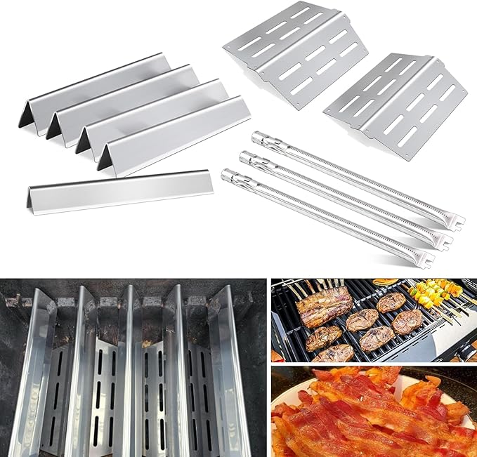 Flavorizer Bars,Heat Deflectors and Grill Burner for Weber Genesis 300 Series Grills with Front Control Knob, Genesis S310 S320 S330 E310 E320 E330,for Weber 7620 7621