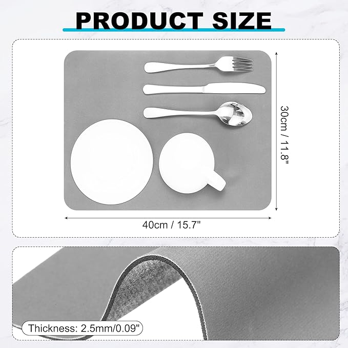 uxcell Silicone Mats for Kitchen Counter, 15.7" x 11.8" Non-Slip Countertop Protector Mat Heat Resistant Coffee Mat Waterproof Table Placemat, Gray