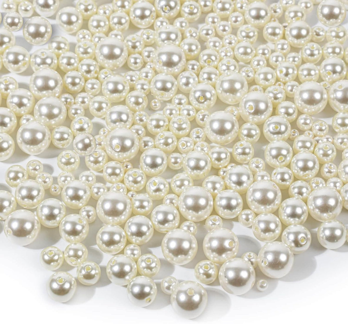 Pearl Beads, Anezus 800pcs Ivory Pearl Craft Beads Loose Pearls for Jewelry Making, Crafts, Decoration and Vase Filler (Assorted Sizes)