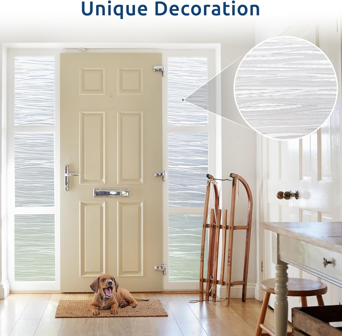 rabbitgoo Window Privacy Film Frosted Glass Film Removable Vinyl Door Coverings UV Blocking Decorative Static Cling Non-Adhesive Window Clings Sticker for Home Decor, 11.8 x 157.4 Inches