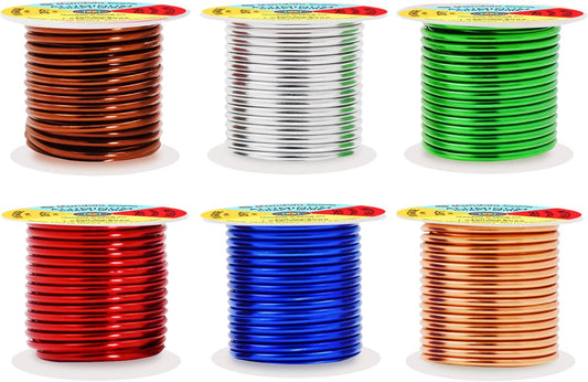 Mandala Crafts 10 Gauge Anodized Aluminum Craft Wire for Jewelry Making - 120 FT Colored Flexible Silver Copper True Blue Brown Red Kelly Green Wire - Bendable for Bonsai Armature Crafting Sculpting