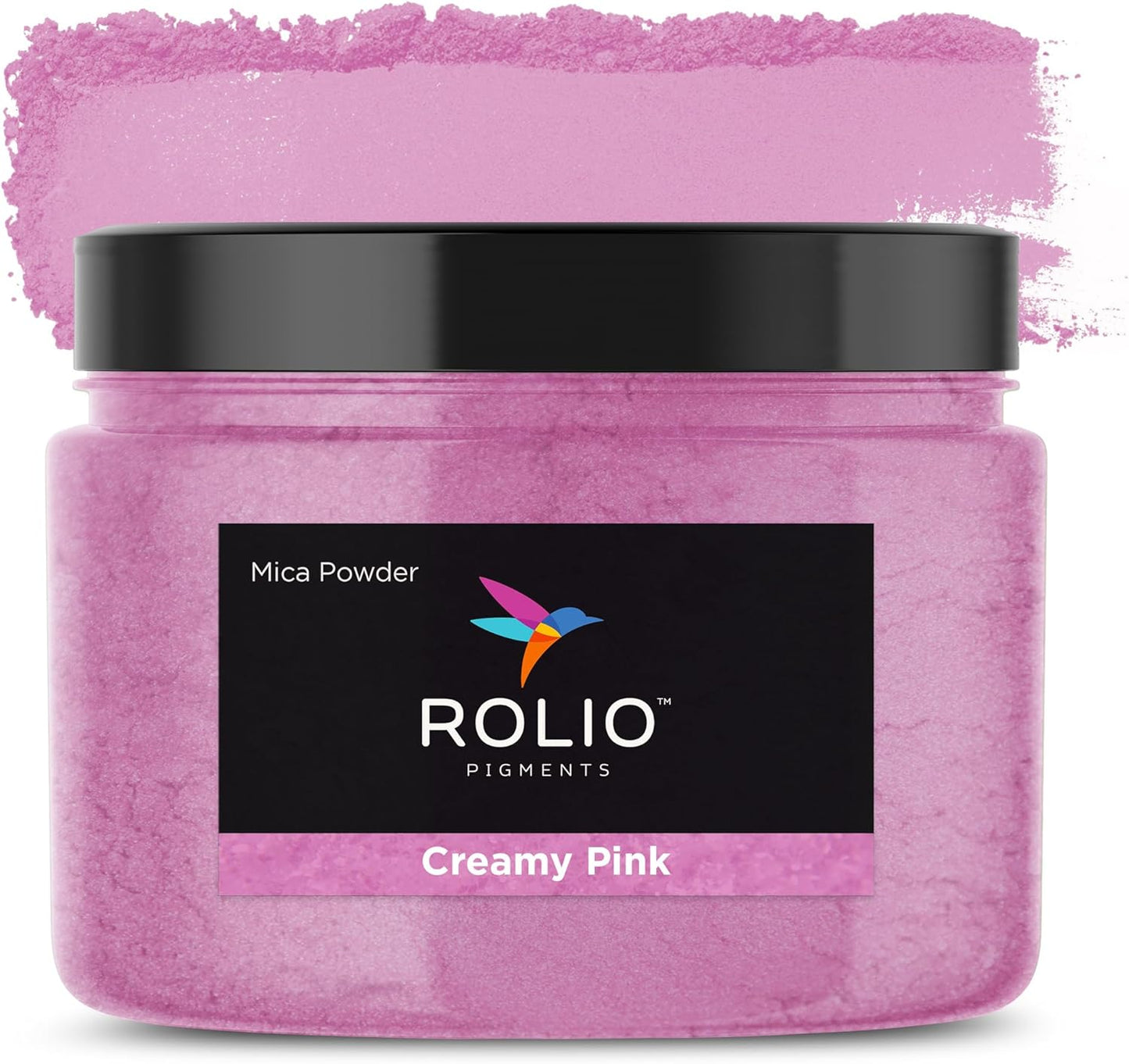 Rolio Premium Pink Mica Powder - Creamy Pink (100G / 3.5 oz) - 1 Jar of Pigment Powder for Epoxy Resin, Dye, Soap Making, Nail Polish, Paint, Candle Making, Bath Bombs, Slime