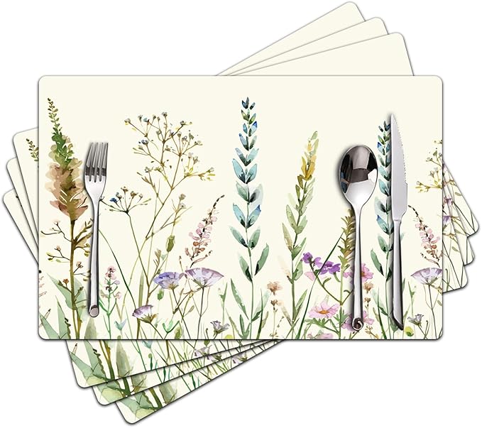 Placemats Set of 4 - Faux Leather Heat Resistant Placemats for Dinner Table, Non-Slip Waterproof Oil-Proof Washable Reusable Placemat for Indoor Outdoor Kitchen Decor, 15.75In*11.81In