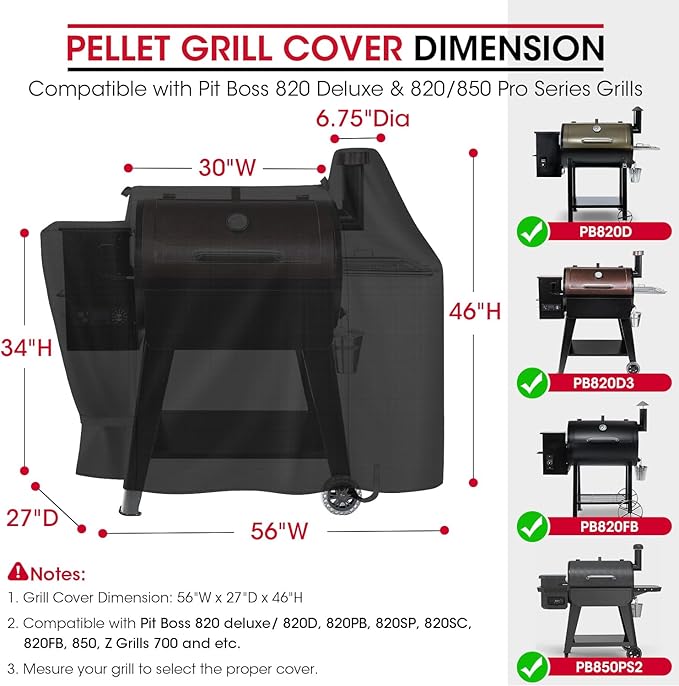 Unicook Pellet Grill Cover Compatible with Pit Boss 820, 820 Deluxe and 850, Outdoor Waterproof Wood Pellet BBQ Smoker Cover, All Weather Protection