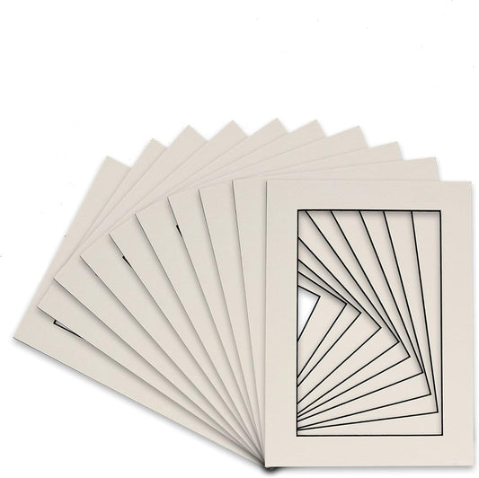Pack of 25 Acid Free 11x14 Mats Bevel Cut for 8.5x11 Photos - White with Black Core Precut Matboards For Pictures, Photos, Framing - 4-ply Thickness
